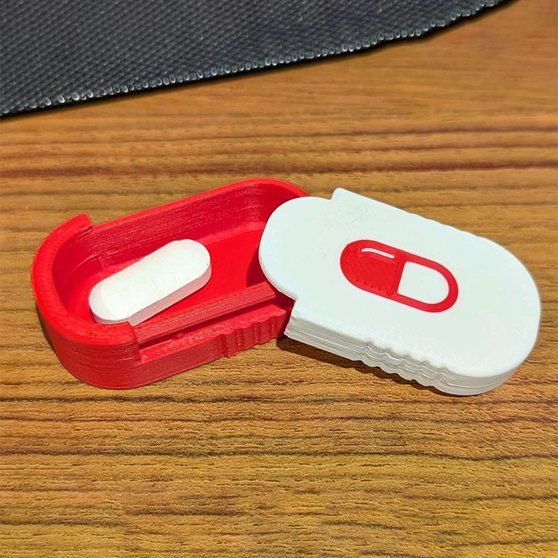 Mini Sliding Pill Box Keychain Medication Organizer Multiple Compartments Travel Pill Organizer Portable Pill Pod Tablet Case