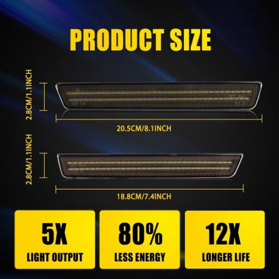 LED Marker Side Light For 2015- Challenger Dodge Dynamic Amber White Red Kit