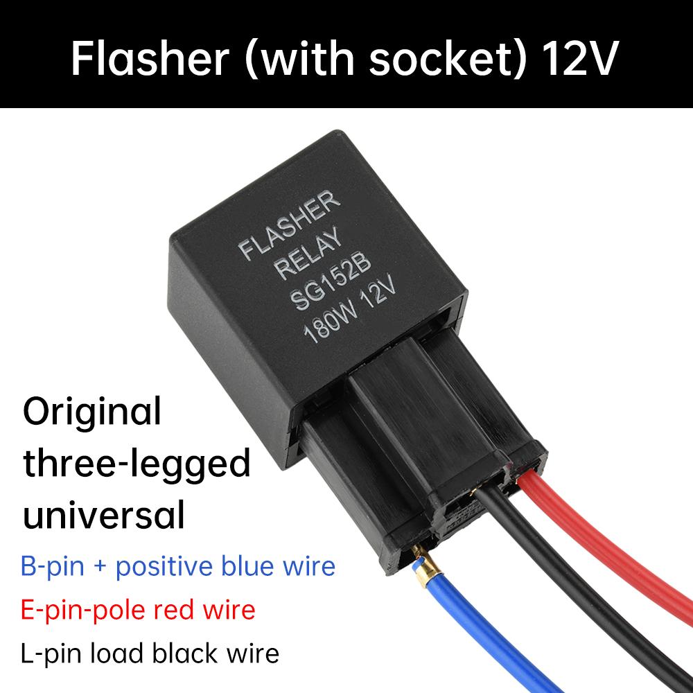 Car Flashing Relay 3-Pin Normally Open Relay  DC 12V 24V Auto Motorcycle Steering Relay Car Turn Signal Switch with Base