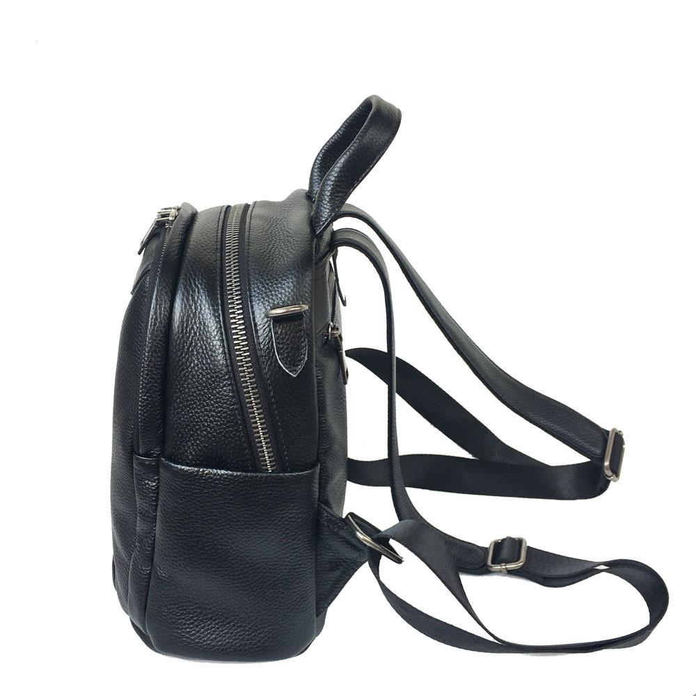Leather Backpack Black Women'S Bag First Layer Cowhide Double Mezzanine Zipper Backpack Travel Bag