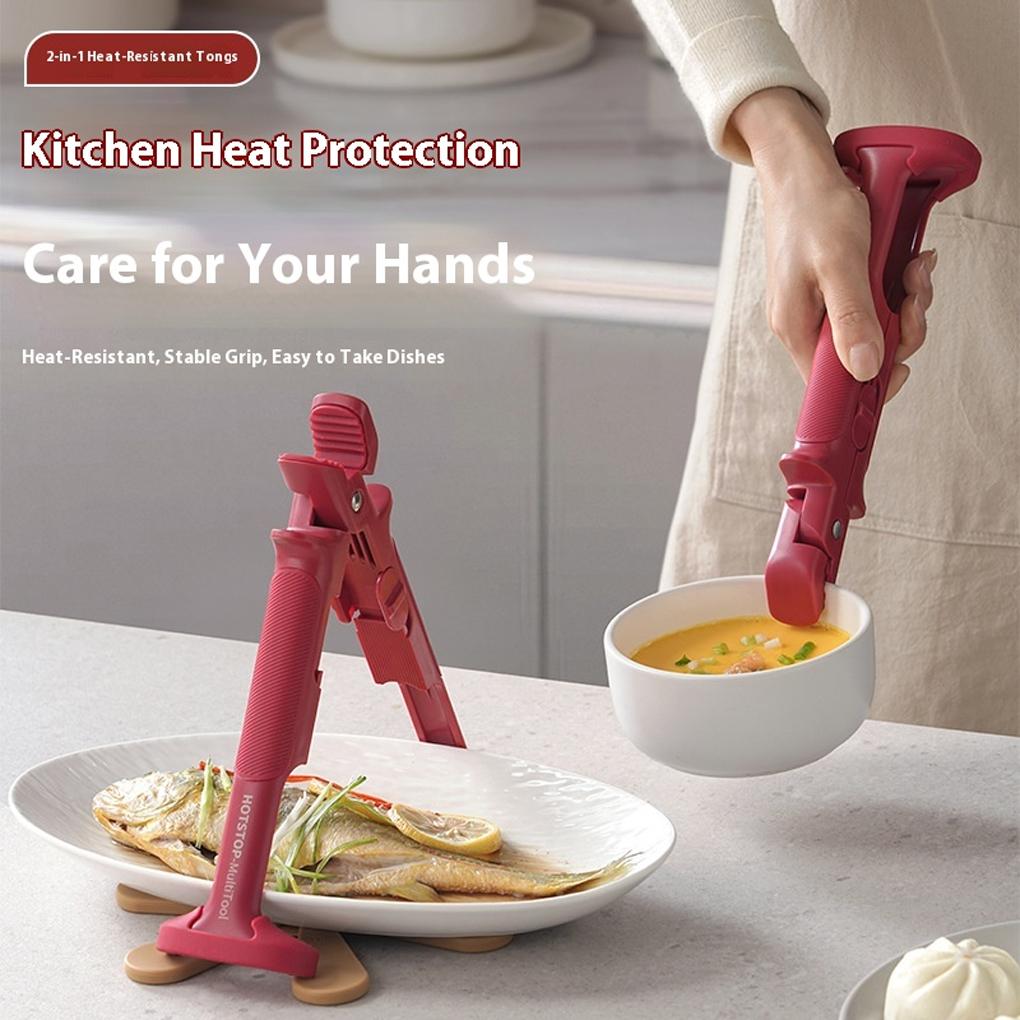 New 2-in-1 Anti Scalding Tray Holder Bowl Holder Multifunctional Tray Holder Anti Slip Home Kitchen Silicone Anti Scalding Clip