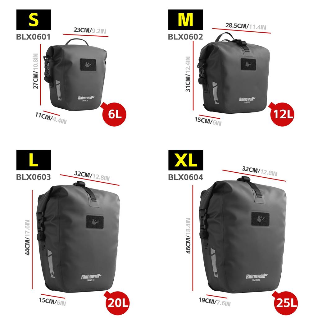 Rhinowalk 6L Waterproof Bicycle Pannier Bag, Motor Pannier Backpack, Shoulder Bag, Laptop Pannier, Travel Bag, Professional Cycling Accessory (1 Bag)