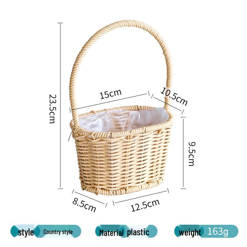 Artificial Rattan Woven Basket: Creative Floral and Gift Arrangement Handbag