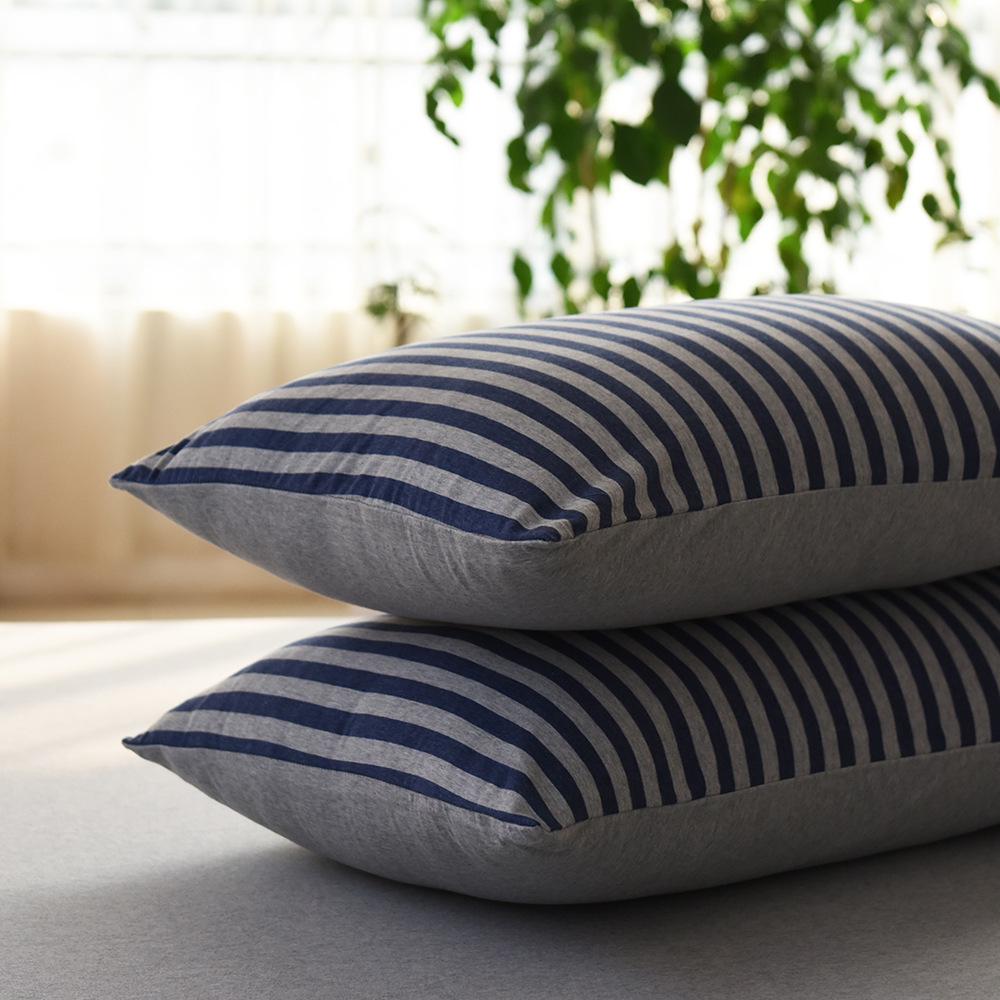 Pure Cotton Jersey Striped Bedding Set: Pillowcase, Duvet Cover, Fitted Sheet - Ideal for Dorms