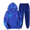 Mens Sporty Hooded Sweatshirt Set Casual Printed Tracksuit Long Sleeve Top Pants Streetwear