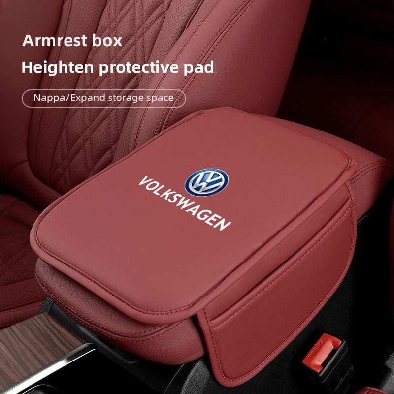 2026 Hot For Volkswagen VW Car Leather Armrest Pad Elbow Support Cushion For Volkswagen GTI Golf 6 7 8 Polo VW R-Line CC Passat
