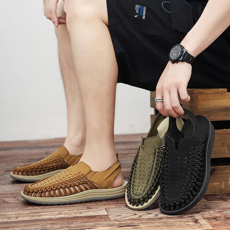 Fashion Hot Sale Men's Artisan Woven Sandals Vintage Style Summer Slippers Durable Sole & Comfortable Casual Outdoor Slippers Size 38-45