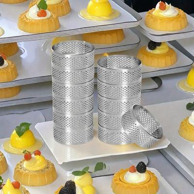 Home Bakery Tart Rings - Nonstick Perforated Pastry Molds,for Tarts,Cakes, Mousse,Pie Crusts -For Christmas, Thanksgiving Baking