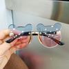 Cartoon Bear Kids Sunglasses Rimless Eyewear Party Children Sun Glasses  for Boys Girls