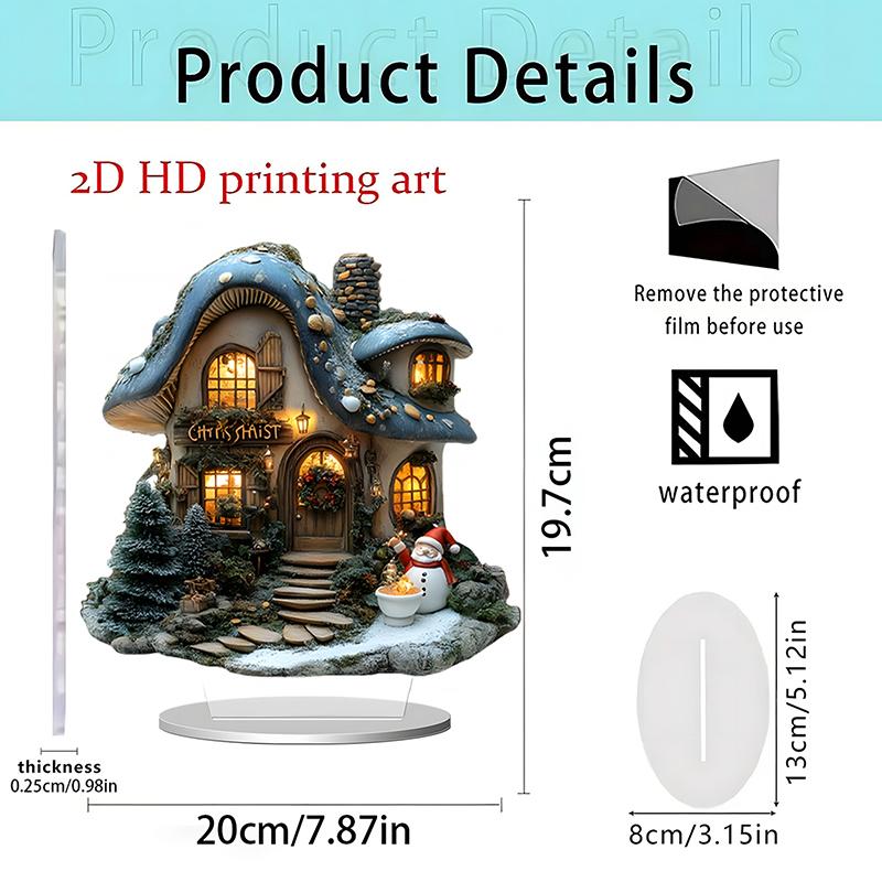 Christmas Reindeer Sleigh Santa Figurine 2D Acrylic Christmas Santa Claus On Sleigh With Reindeers Decorations Holiday Santa