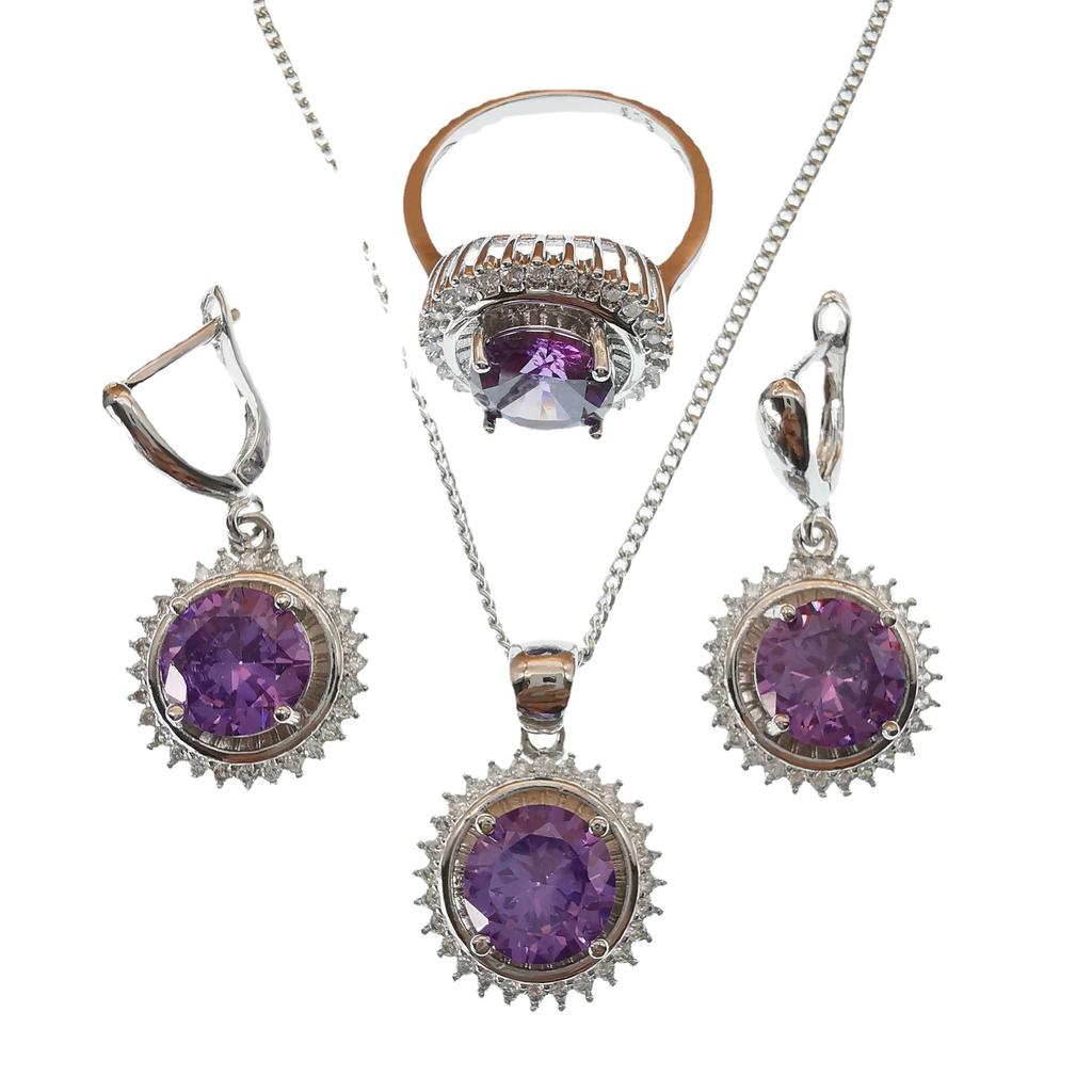 Full Diamond Zircon Colored Treasure Necklace Collarbone Chain Inlay Set Versatile Design