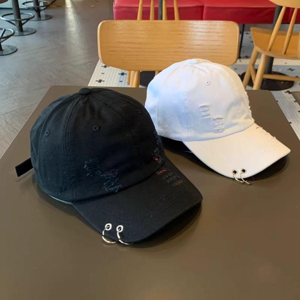 Hip Hop Ripped Denim Baseball Hat Creative Sunshade Hat Casual Iron Ring Baseball Cap Men