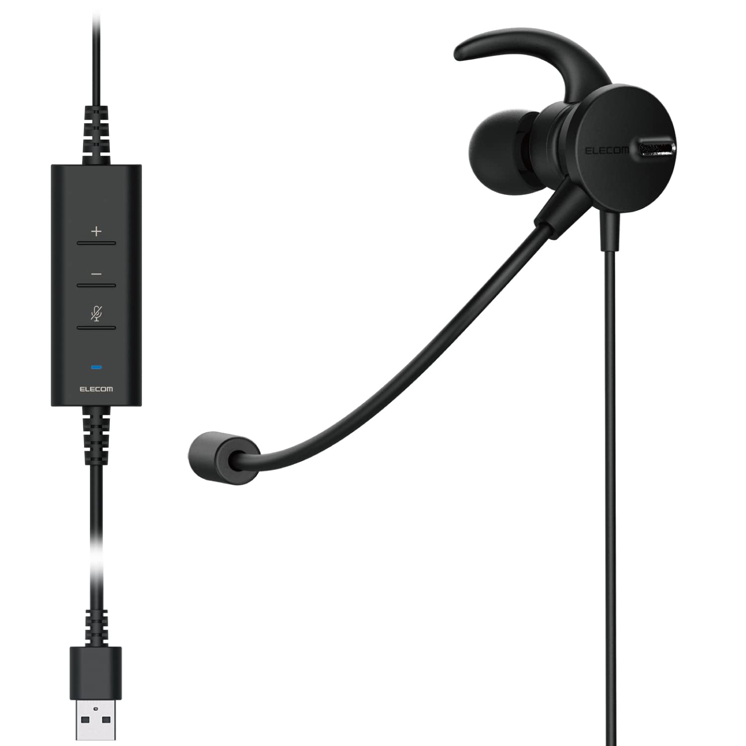 

ELECOM USB Headset with Dual Noise and Volume Single Black HS-EP100UNCBK Microphone, Reduction, Mute, Control, Earphone, чорний