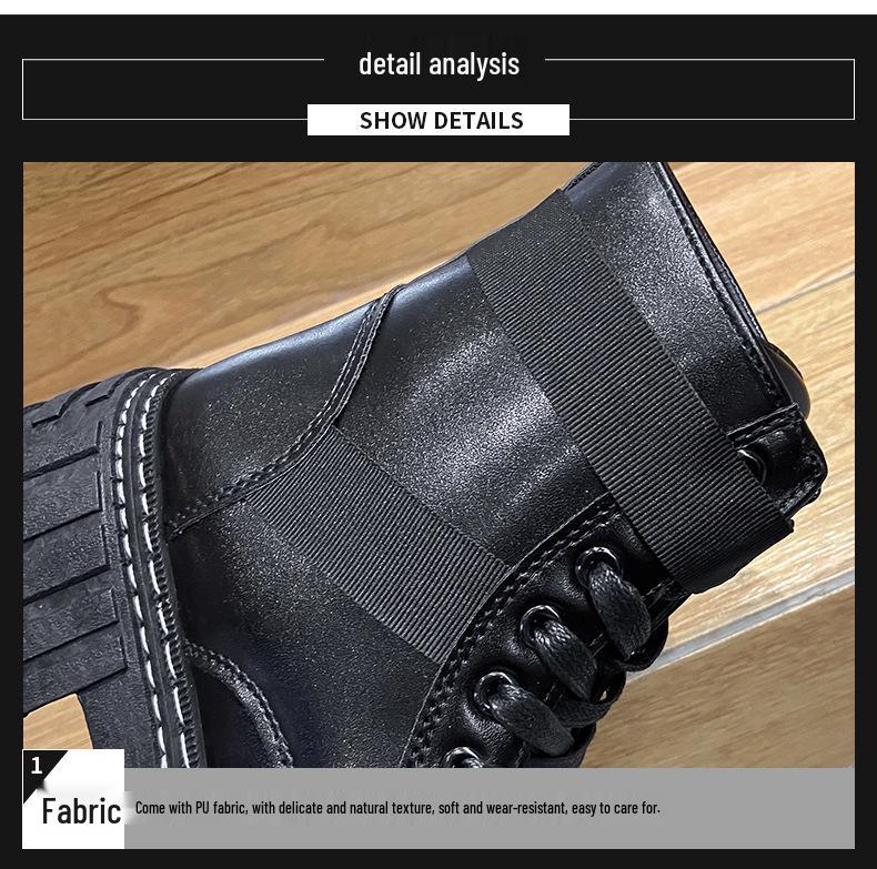 Herren Schwarze Leder High-Top Motorradstiefel im Britischen Stil