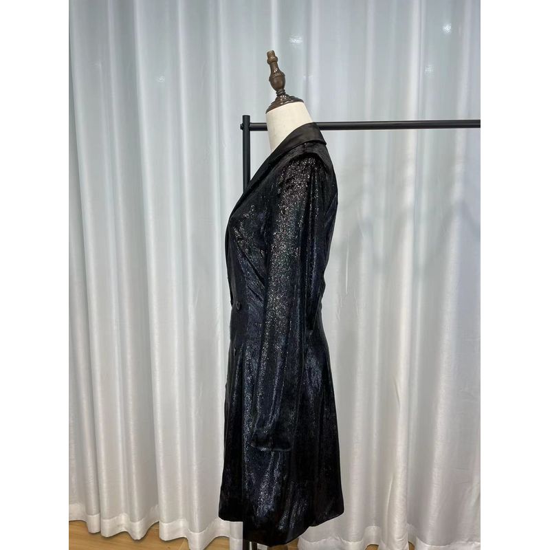 Italy Twin-Set Early Autumn New Arrival Fancy Bright Silk Pleuche Long Sleeve Suit Skirt Female Dress