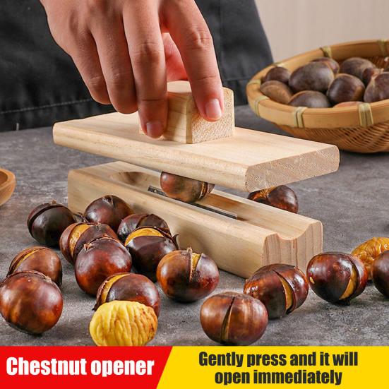 Chestnut Mouthpiece Macadamia Pecans Hazelnuts Opener Easy to Use Portable Lightweight Wooden Nut Cracker Tool