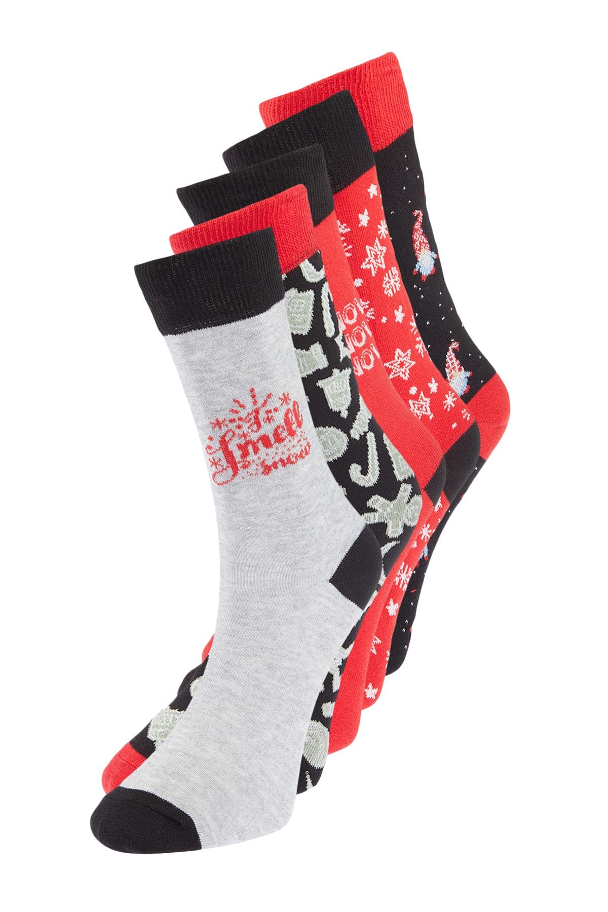 

Набор из 5 мужских разноцветных хлопковых носков с рождественским узором TMNAW23CO00003