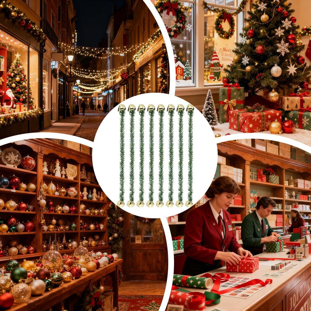 Ties For Garland 8 Piece Greenery Hooks Flexible With Bells Garland Hanger For Stairs For Christmas Tree Lights Bows Stairs