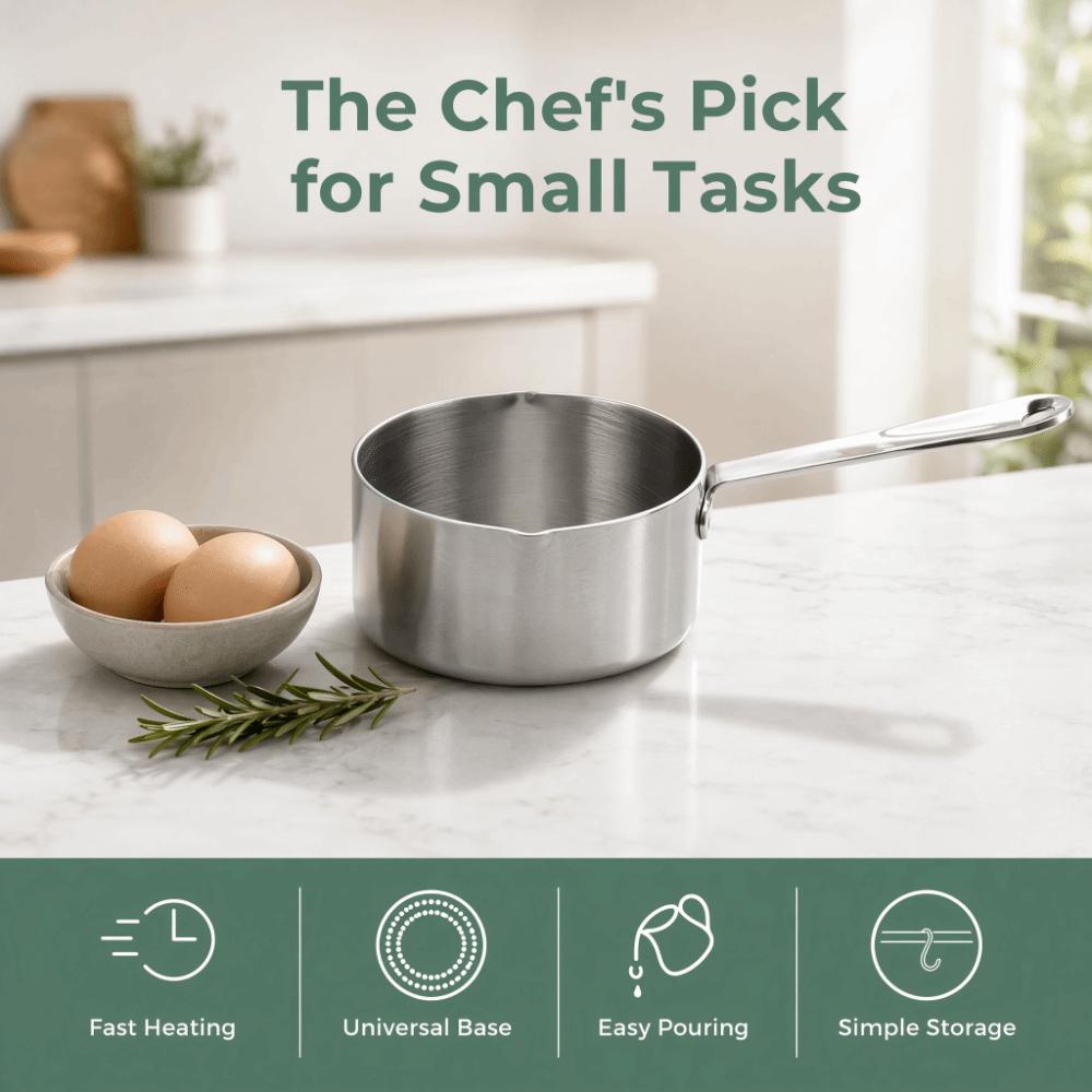 Stainless Steel Butter Warmer Silver Milk Pot Durable Stainless Steel Saucepan Heating Sauces