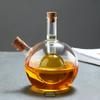 Borosilicate Glass Oil Dispenser with Dual Spout , Stopper , Heavy Duty Thermal Shock Resistant Measuring Bottle with Color Coded Caps