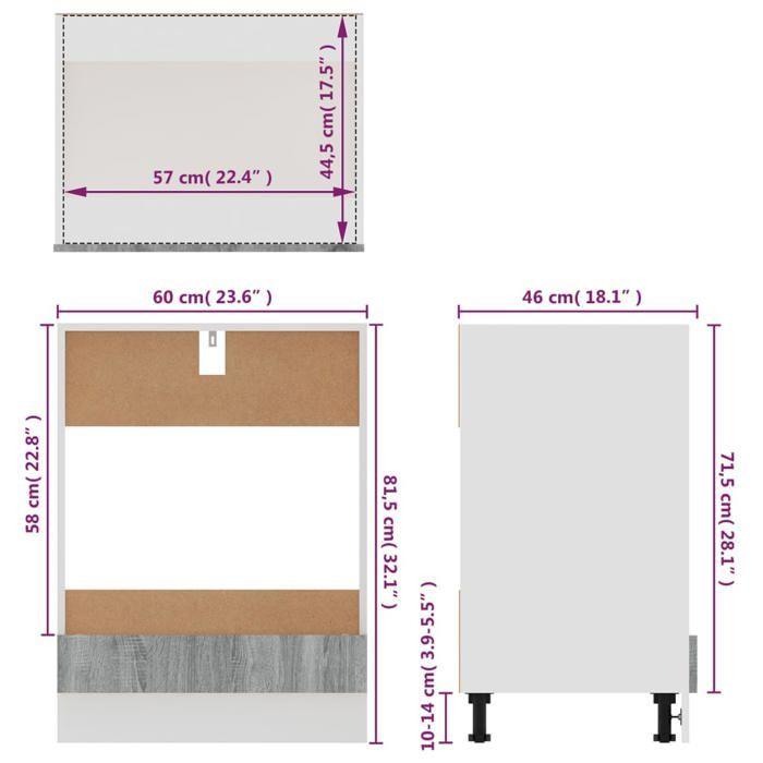 VidaXL Meuble de four "Riga" Gris Sonoma 60 x 46 x 81,5 cm Bois d'ingénierie 825835