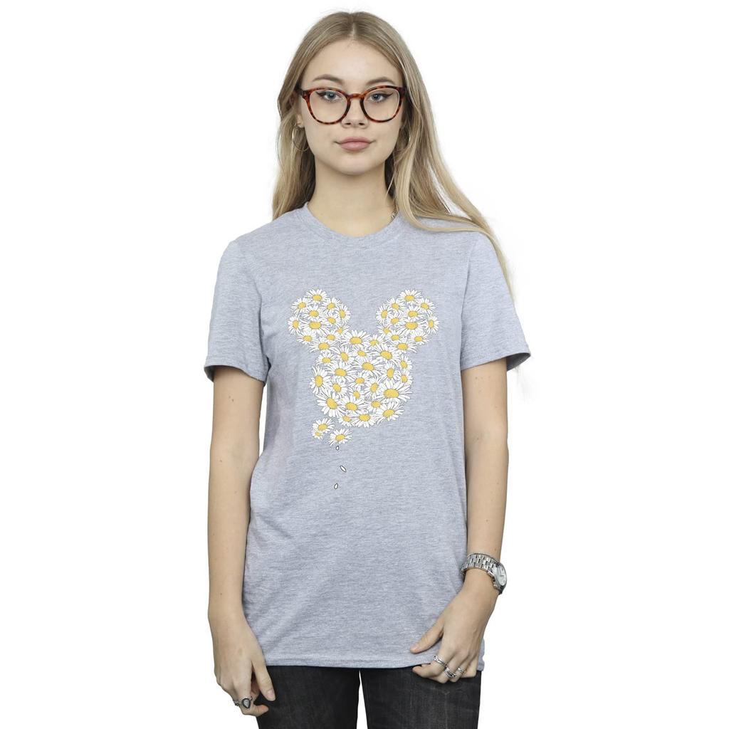 Mickey mouse Maglietta in Cotone con Testa di Camomilla da Donna/Signora