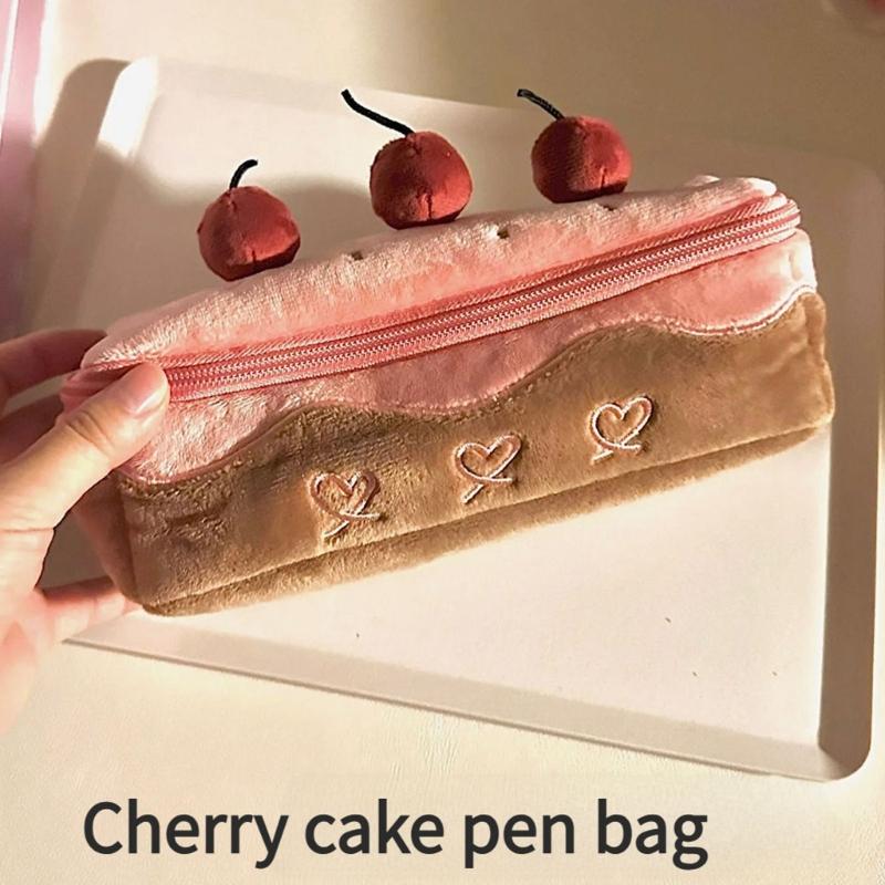 Cartoon Fruit Cake Pencil Bag Large Capacity Pencil Case Zippered Pencil Pouches Travel Cosmetic Bag For Student Artist