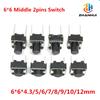 20/50/100Pcs 6x6mm Micro Tactile Switch 2 Pin Momentary Push Button 4.3-12mm Height Tact DIP Switch for Arduino DIY Electronics