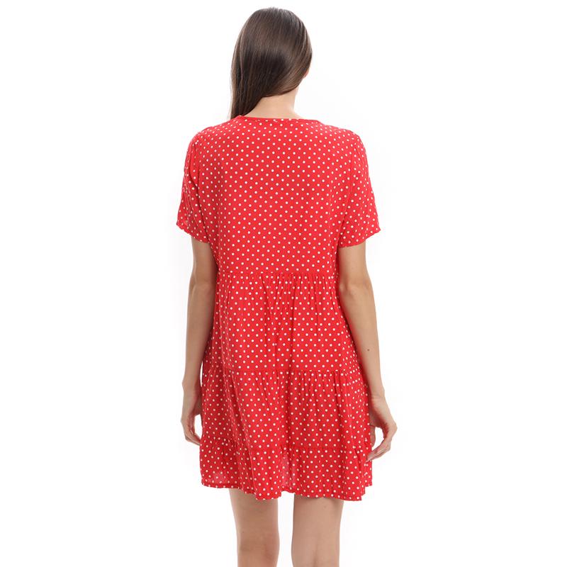 Buy Polka Dot Printed Button Down Shirt Dress Women Summer Causal Short