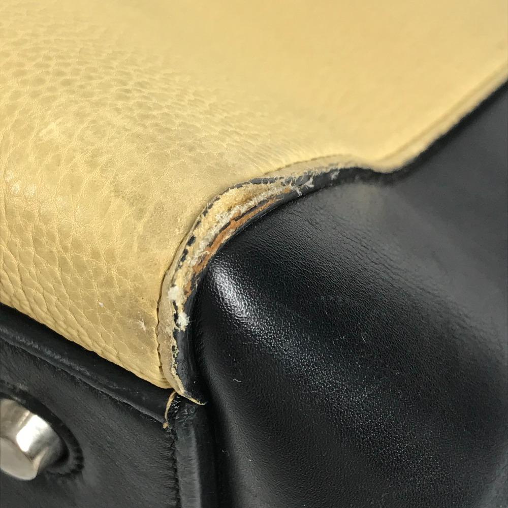 Celine Zweifarbige Kante Handtasche Fransen Quaste Umhängetasche Leder Beige/Marine