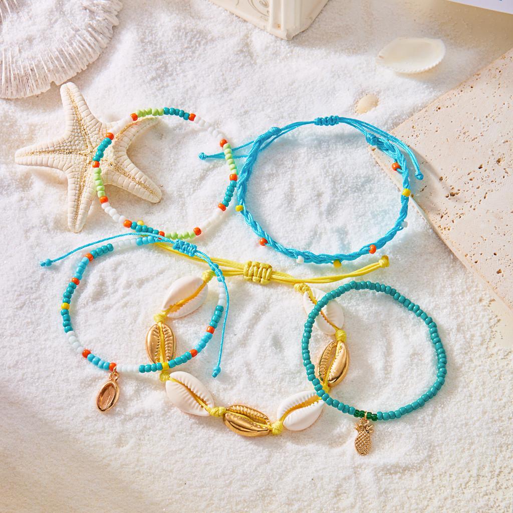 Bohemian Starfish Shell Multilayer Beaded Jewelry Set With Music Note Elements For Womens Summer Beach Wear