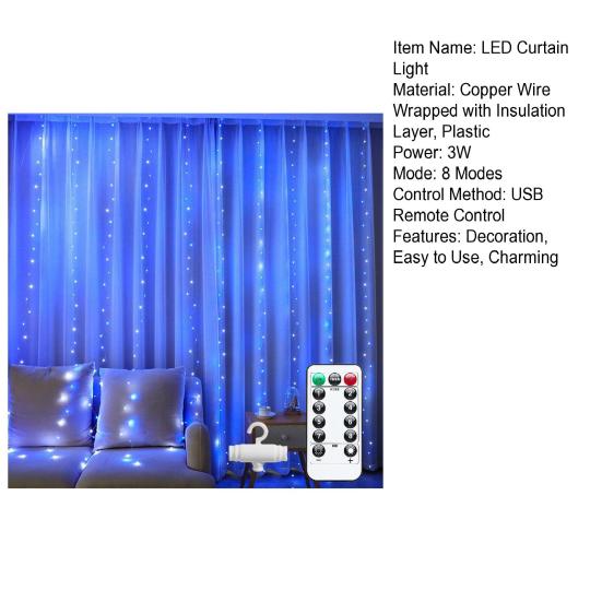300 LED Fairy Curtain Lights 9.8ft x 9.8ft Window Wall Hanging String Light USB Powered Curtain Light for Bedroom Backdrop Wedding Party Indoor Decor