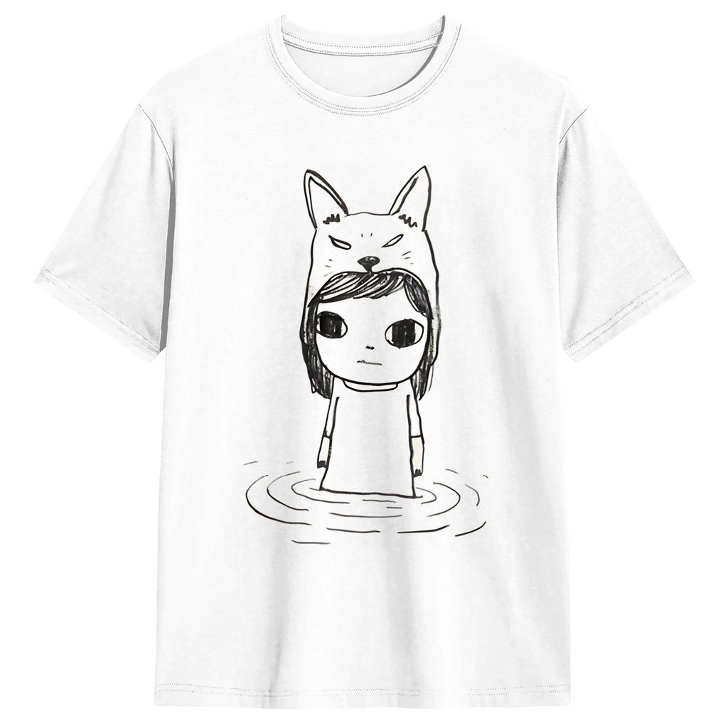 Aesthetic Yoshitomos Nara TShirt Unisexs Round Neck Short Sleeve Tops I Dont Want to Grow up Painting Cotton Summer Tops Shirts