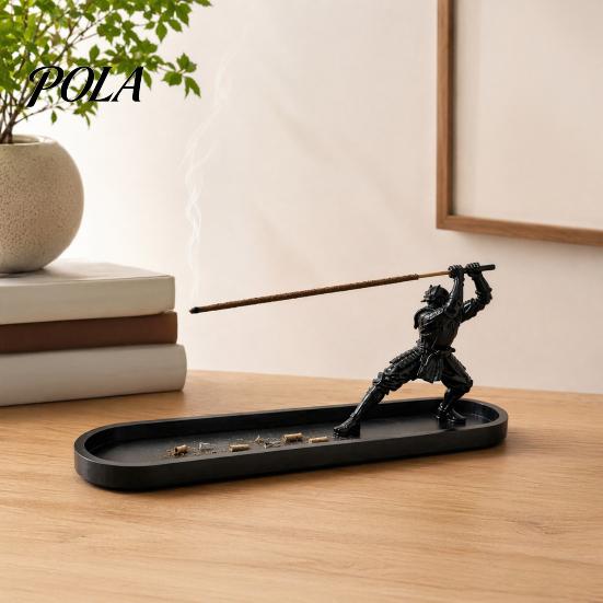 Samurai Armor Incense Holder Swords Burner Ornament with Ash Tray, Zen Style Catcher for Sticks Home Office Decor, Meditation Gifts Men And Tea Lovers