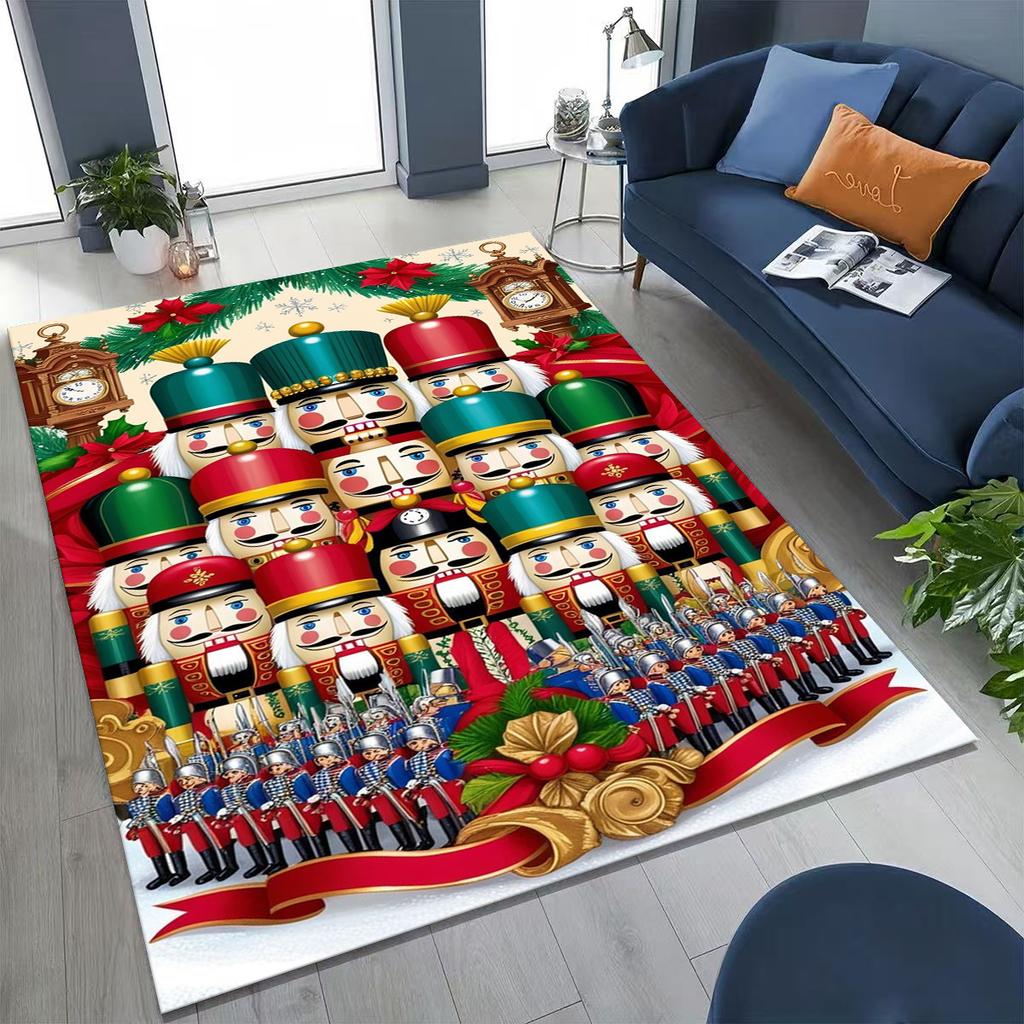 2026 New Nutcracker Merry Christmas Tree Cartoon Puppet Gift Carpet Rug for Bedroom Living Room Sofa Home Doormat Decor,Non-slip