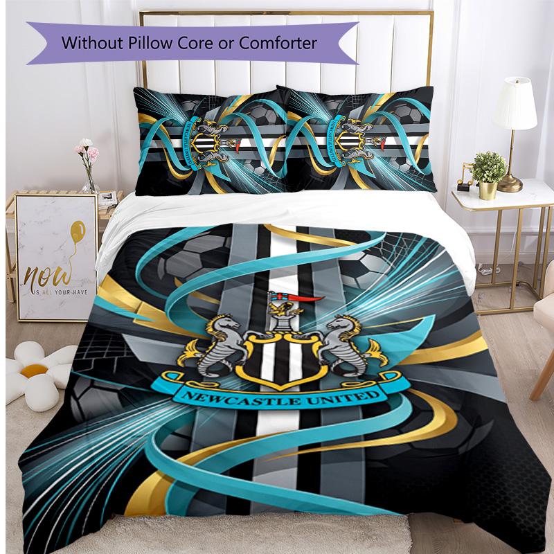 Newcastle United Football Printed 3 Pieces Bedding Set, Comfortable Skin Friendly Bedroom Duvet Cover Set