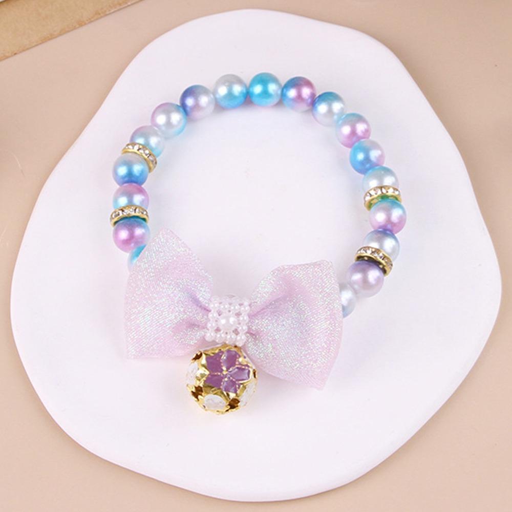 Colorful Cat Puppy Collar Princess Style Cat Neck Chain Cute Pet Pearls Bowknot Necklace  Puppy