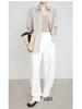 Old Money Style Linen Wide-Leg Pants - New Summer Fashionable White Casual Banana Pants