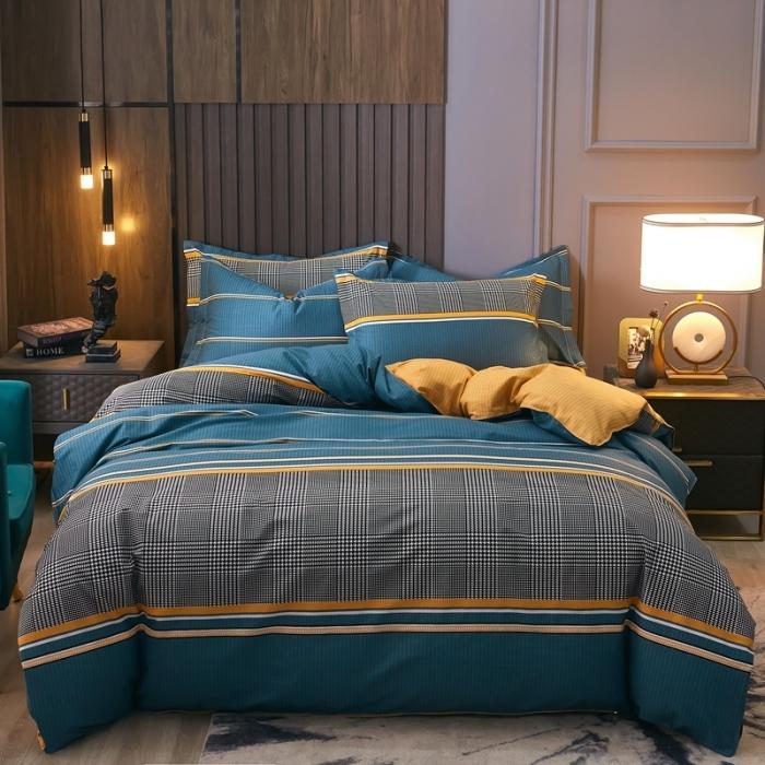 Abstract Geometric Bedding Set Queen Size Geometry Rectangle Square Cotton Duvet Cover Pink Purple Comforter Cover for Boys Girl