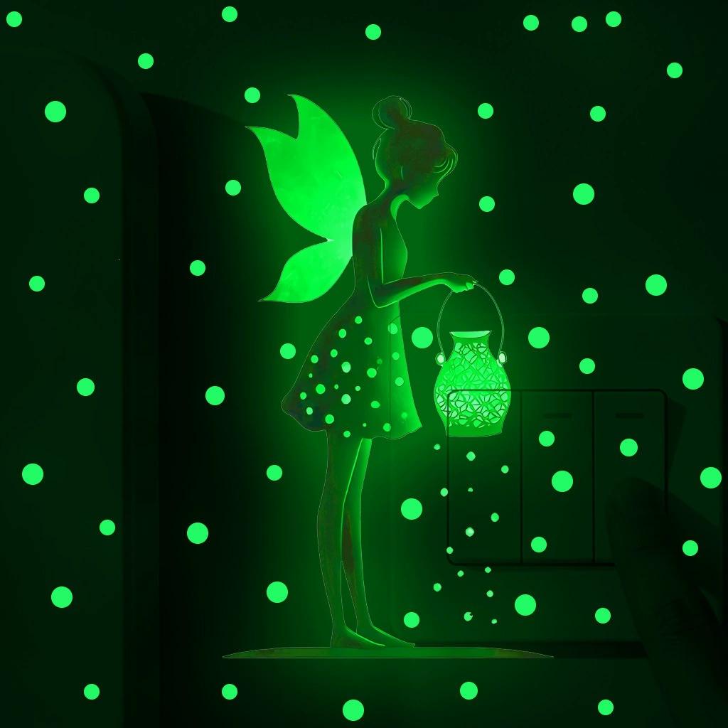 Luminous Green Butterfly Light Switch Stickers Removable Glow In The Dark Girls Room Wall Decals Home Decor
