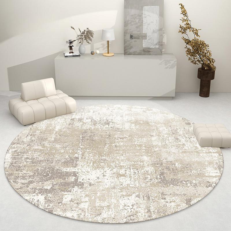 Light Luxury Living Room Decoration Round Carpet French Style Rugs for Bedroom Thick Plush Lounge Floor Mat Home Fluffy Soft Rug