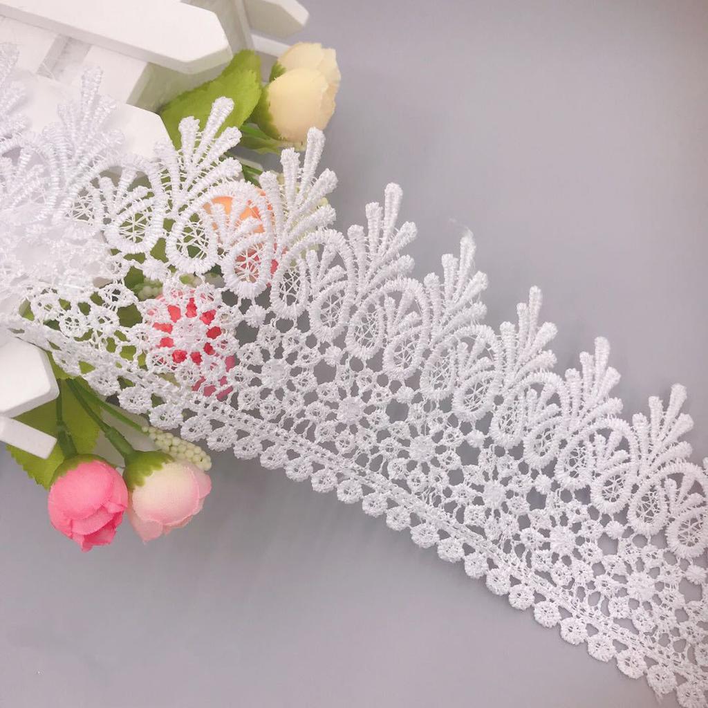 3 Yards White Hollow Lace Ribbon for Clothes Dress Sofa Decor DIY Sewing Craft