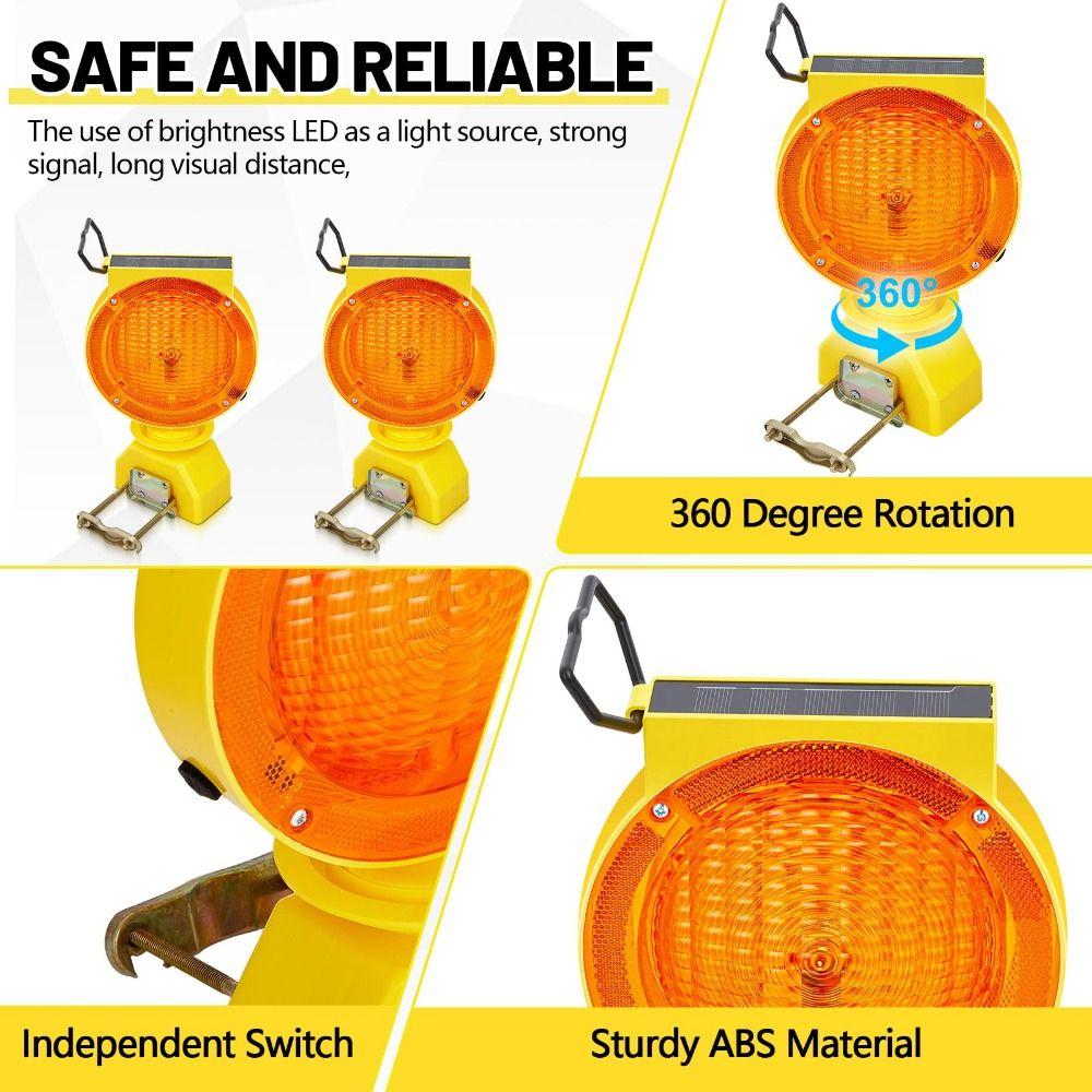 Solar Power Solar Industrial Warning Lights Energy Saving Light Controlled LED Strobe Construction Light Waterproof