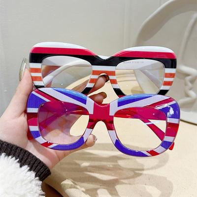Montura de gafas de moda color caramelo Europa y Estados Unidos Street Shooting Montura grande Anti-luz azul Espejo plano