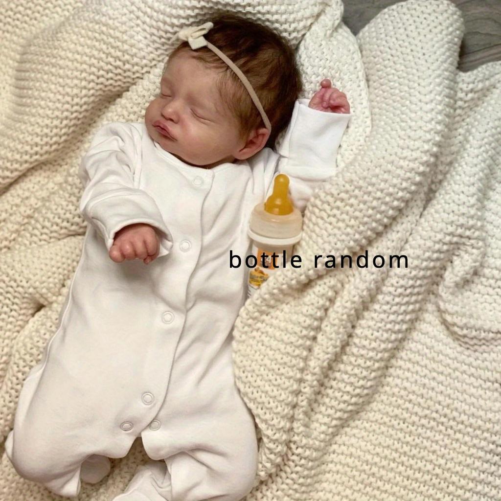 BZDOLL 1PCS 19inch 48cm Newborn Bebe (Cloth Body, Soft Vinyl Limb) Asleep Reborn Baby Doll 3D-paint Skin With Visible Veins Toy for Girl Gift