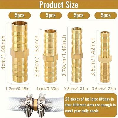 20pcs Brass Hose Connector Kit - Barb Fittings for Air, Water, Fuel & Oil Lines - Leak-Proof, Compatible with European & American Threads