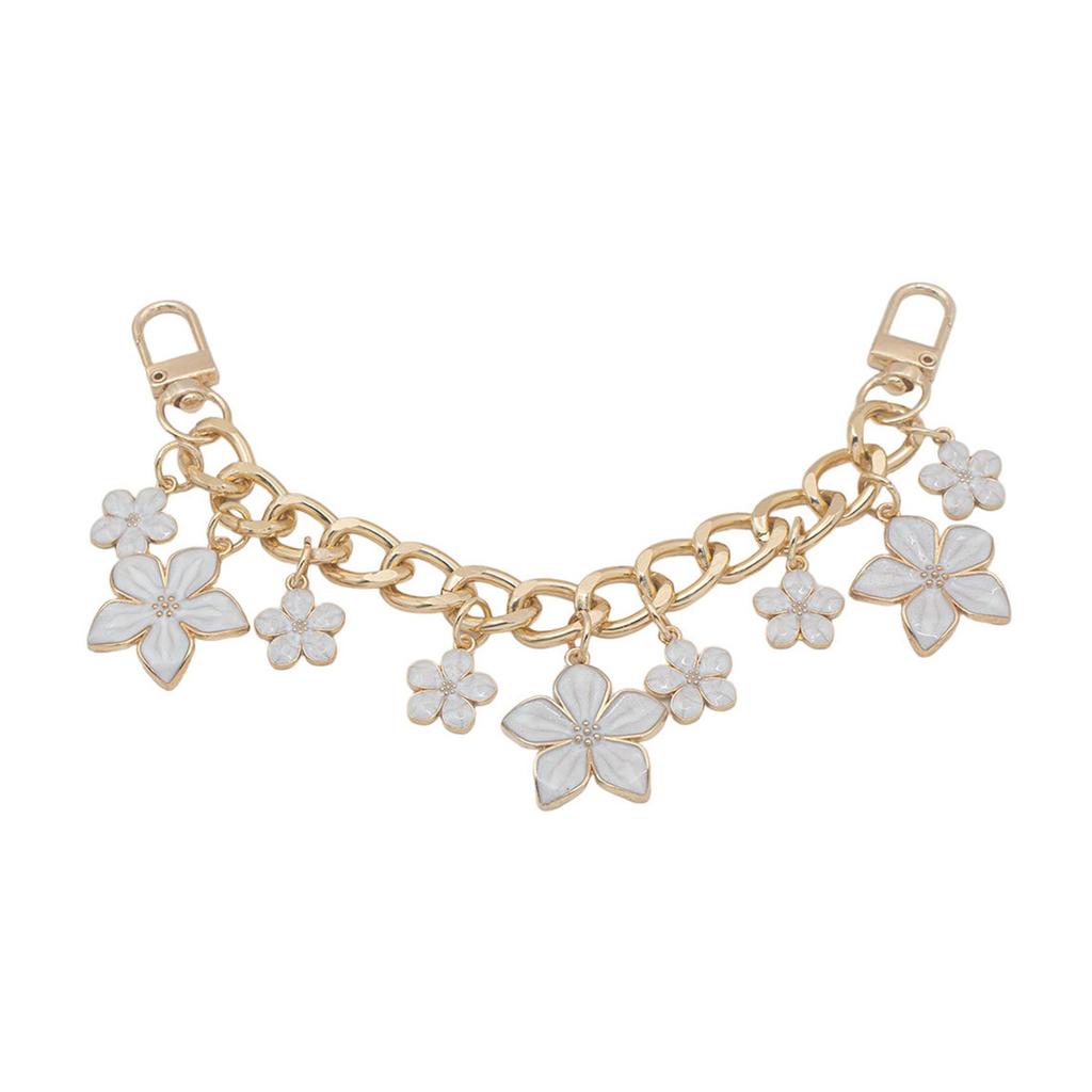 Elegant Purse Chain Strap Alloy Chain Replacement with Flower Charm Fashion Decoration for Shoulder Bags and Purses