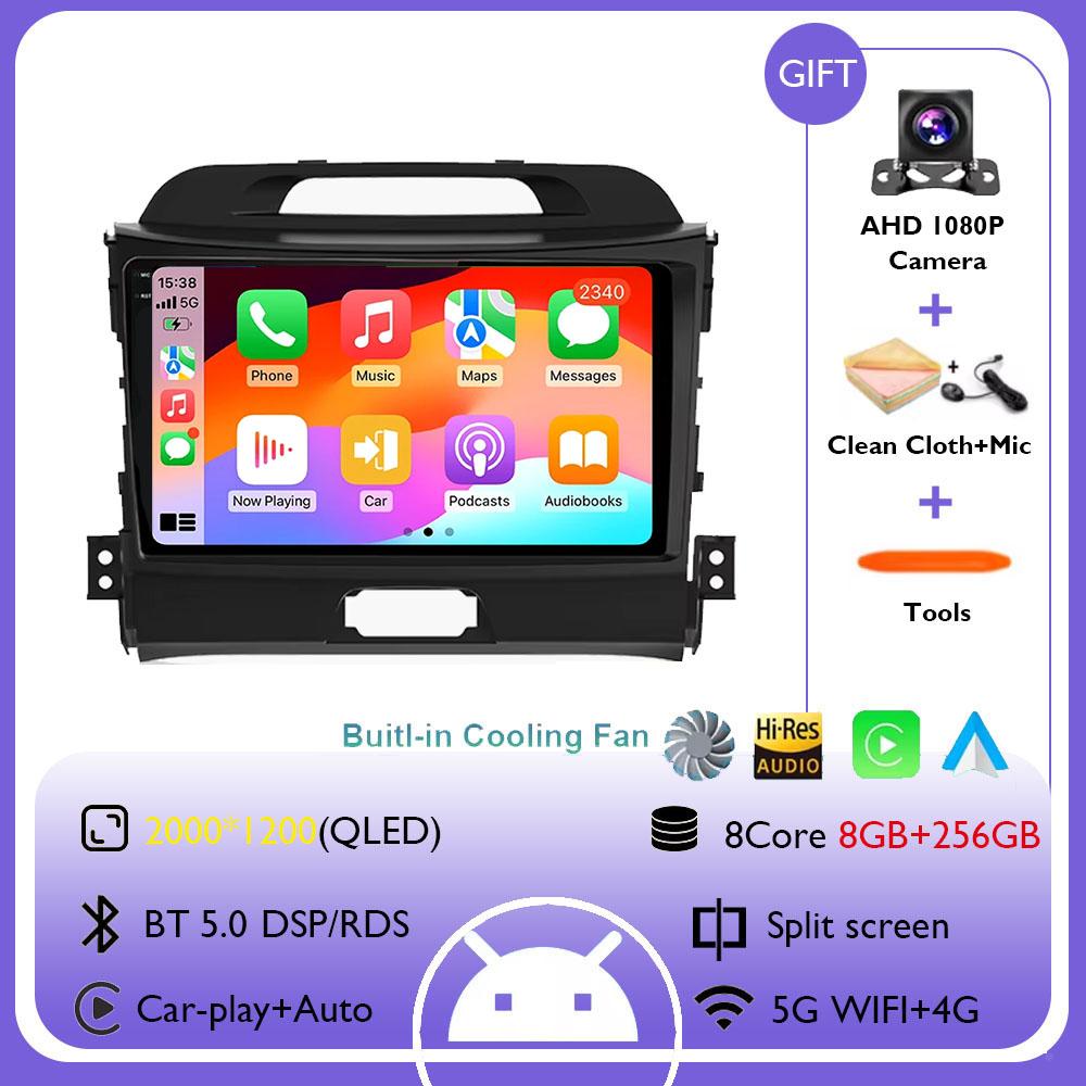 9Inch Android 14 Wireless CarPlay Auto Car Radio for KIA Sportage 3 2010-2015 2016 4G+WIFI Multimedia Video Player GPS Autoradio