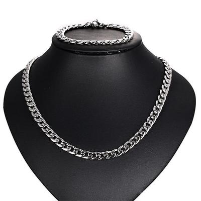 Stainless Steel Men Chain For Necklace Cuban Link Chains Neck Silver Color