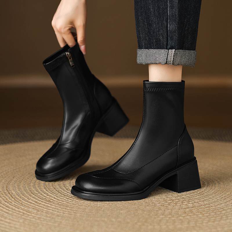 Krazing Pot Microfiber Winter Round Toe Modern Platform Size 33 Boots Size 43 Women Fashion Ankle Boots